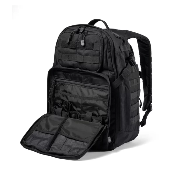 Тактичний рюкзак 5.11 Tactical RUSH24 2.0 Backpack колір - Чорний (фото спереду маленьке відділення)