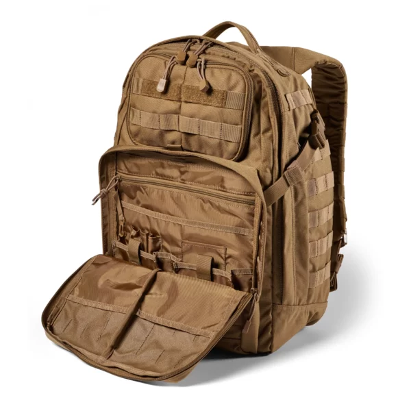 Тактичний рюкзак 5.11 Tactical RUSH24 2.0 Backpack колір - Койот (фото спереду маленьке відділення)