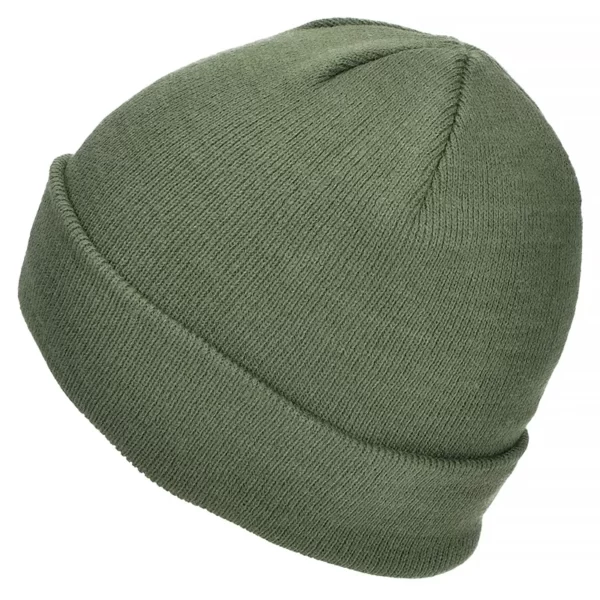 Шапка тонкої в'язки Beanie Cap від MIL-TEC, колір - Олива (фото з лівого боку)