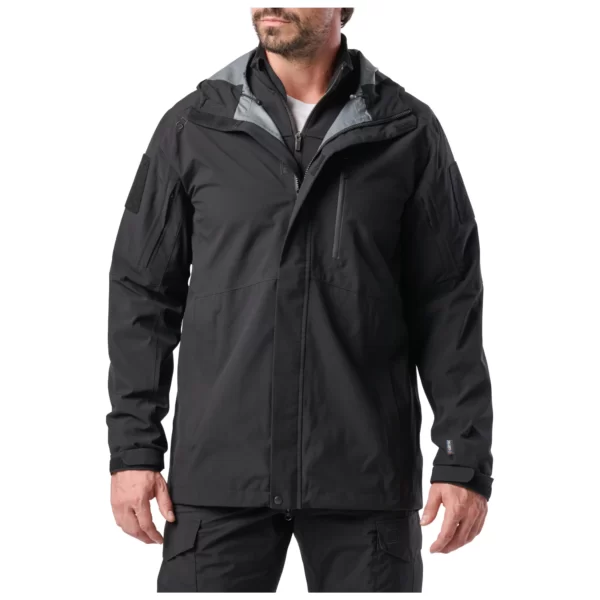 Куртка тактична штормова force rain shell jacket від 5.11 Tactical, колір - Чорний (фото спереду)