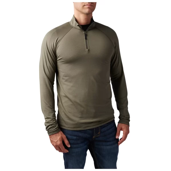 Термореглан Stratos 1/4 ZIP від 5.11 Tactical, колір - Олива (фото спереду)