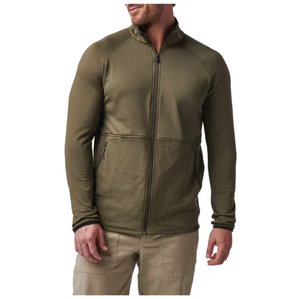 Тактична флісова кофта Stratos Full Zip від 5.11 Tactical, колір - Олива (фото спереду)