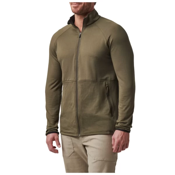 Тактична флісова кофта Stratos Full Zip від 5.11 Tactical, колір - Олива (фото спереду)