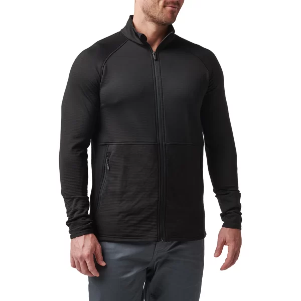 Тактична флісова кофта Stratos Full Zip від 5.11 Tactical, колір - Чорний (фото спереду)